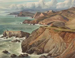 Above the Golden Gate by Ray Strong, oil on masonite, sold Nov 2008