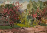 Blooming Trees by Franz Bischoff, oil on masonite, sold Nov 2008