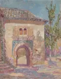 Moorish Gate, Spain by Alson S. Clark, oil on canvas, sold Nov 2008