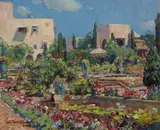 Colin Campbell Cooper, The Terrace, Samarkand Hotel, Santa Barbara, 1928, oil on board
