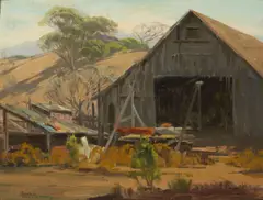 Bonals Barn by Sam Hyde Harris, oil on board, offered Nov 2008