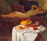 Géza Kende, Sleep (Nude and Still Life), 1931, oil on canvas
