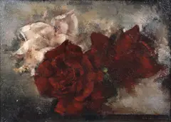 Grigory Gluckmann, Still Life of Roses, oil on board