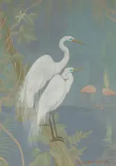 Jessie Arms Botke, Egrets, oil on canvas
