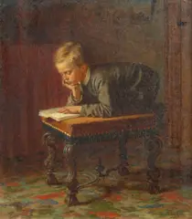 Eastman Johnson, Reading Boy, 1863, oil on board