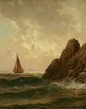 Alfred Thompson Bricher, Sailboats off a Rocky Shore