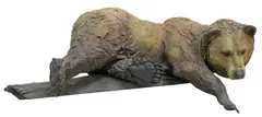 Eric Thorsen, Reclining Bear on Branch, Large patinated bronze sculpture