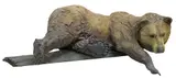 Eric Thorsen, Reclining Bear on Branch, Large patinated bronze sculpture
