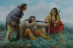 Troy Denton, Native American Hunters, oil on canvas