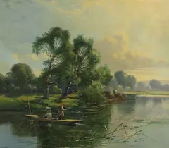 Edwin Henry Boddington, At Bray on Thames, oil on panel