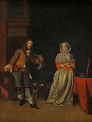 Gabriel Metsu, The Hunter and a Woman, oil on canvas