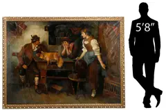 Franz Defregger, Tale of the Fox Hunt, Monumental framed oil on canvas
