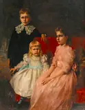 David Dalhoff Neal, Family Portrait with Three Children, oil on canvas