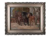 Ludvík Vacátko, Mares with Foals, First third of 20th century, Oil on hardboard