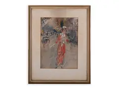 Jan Šafařík, A Lady from Paris, Around 1910, Watercolour, gouache, paper