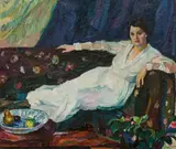 Josse Goossens, Ruhende Frau, um 1920, Öl auf Leinwand (2 Stück aneinandergenäht)