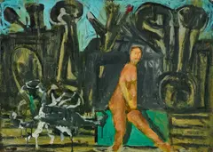 Markus Lüpertz, Ohne Titel (Frau mit Skorpion), Öl auf Leinwand