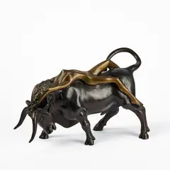 Bruno Bruni, Europa und der Stier, 2002, Bronze, dunkelbraun und hellbraun patiniert