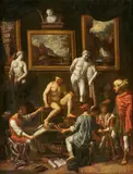 Johann Heiss, Die Mal-Akademie, Öl auf Leinwand