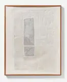 György Jovánovics, Graues Relief I, 1980, Gipsrelief auf Rupfen über Holzkonstruktion