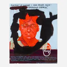 Studio Wall Drawing: Portrait of Someone I Have Never Seen - "Raymond French" by Keith Tyson, 2001, acrylic, ink and watercolor on paper, sold Dec 2022