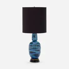 Bitossi, Table lamp, glazed ceramic, brass, painted wood