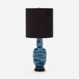 Bitossi, Table lamp, glazed ceramic, brass, painted wood
