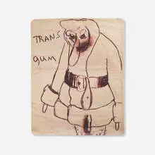 TRANS Gum (Cover for TRANS>8 magazine) by Paul McCarthy, 2001, screenprint on chewing gum, sold Dec 2022