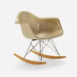 RAR by Charles and Ray Eames, 1950, molded fiberglass with rope edge, birch, zinc-plated steel, sold Dec 2022