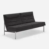 Florence Knoll, Parallel Bar settee, 1954 / 1960, upholstery, matte chrome-plated steel, enameled steel