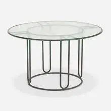 Walter Lamb, Table, model C-2700, c. 1952, bronze tubing, glass