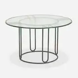Table, model C-2700 by Walter Lamb, c. 1952, bronze tubing, glass, sold Dec 2022