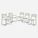 Walter Lamb, Chairs, set of five, c. 1952, bronze tubing, vinyl cord