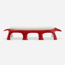 Kotobuki, Bench, c. 1960, painted fiberglass, upholstered cushion