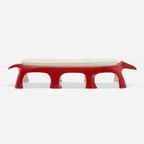 Kotobuki, Bench, c. 1960, painted fiberglass, upholstered cushion