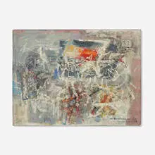 Untitled by Hans Burkhardt, 1960, oil on canvas, sold Oct 2022