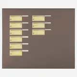 Chris Burden, Full Financial Disclosure—January, 1977, 1977, nine cancelled checks made out to various people for services rendered, printed labels collage mounted to mat board