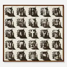 Wallace Berman, Untitled (C3-Cross, Al-White Horse), 1975, Verifax collage in artist's frame