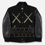 Kaws X Bape, Chomper Varsity Jacket, leather, wool