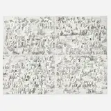 Paul Noble, Nobson Central, 1998-99, pencil on paper in four parts