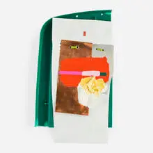 Four Corners Red & Green by Jessica Stockholder, 2006, plastic, tyvek, metal, acrylic paint, sold Dec 2024
