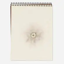Robert Beck, Emma .22, 1995, hollow point gun powder on spiral bound sketchbook