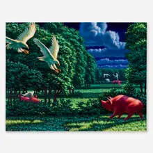 Harassed by Leonard Koscianski, 1998, oil on panel, sold Dec 2024