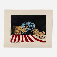 Enemy Casualty, Indochina by Emmy Lou Packard, 1957, woodcut in colors, sold Nov 2022