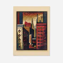 Charles Turzak, Loop Alley (Chicago), c. 1935, woodcut in colors