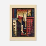 Charles Turzak, Loop Alley (Chicago), c. 1935, woodcut in colors