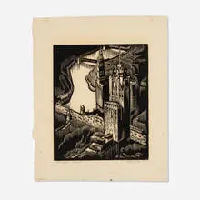 Charles Turzak, Chicago River, c. 1937, woodcut