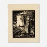 Charles Turzak, Chicago River, c. 1937, woodcut