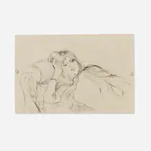 Jeune fille étendue (Portrait of Julie Manet) by Berthe Morisot, etching, sold Nov 2022