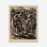 Marc Chagall, Le loup et la cigogne (from Les fables de La Fontaine), etching with drypoint on Montvale
